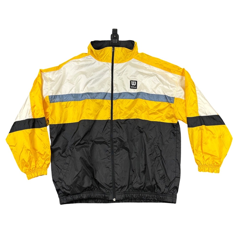 Vintage Wilson Advantage Windbreaker Jacket Mens XL Yellow Black White Y2K